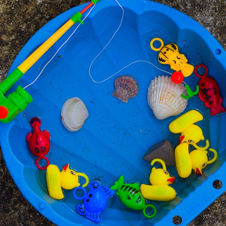 Mini pêche aux canards vue de dessus